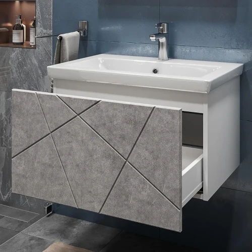 Тумба с раковиной Vigo Geometry 60 033 бетон-com подвесная цвет Бетон Белый