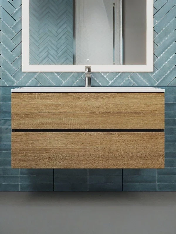 Тумба под раковину Uperwood Barsa 100 293020540 подвесная цвет Черный матовый Дуб сонома