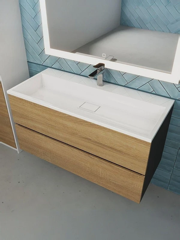 Тумба под раковину Uperwood Barsa 100 293020540 подвесная цвет Черный матовый Дуб сонома