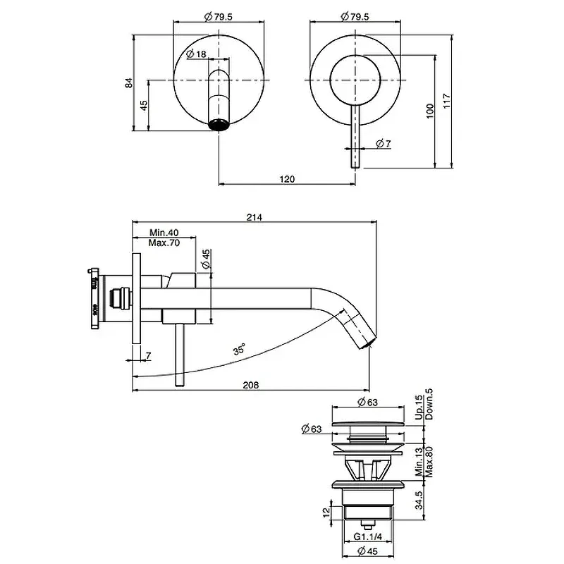 Смеситель для раковины Fima Carlo Frattini Spillo Up F3051WLX8OR цвет Золотой