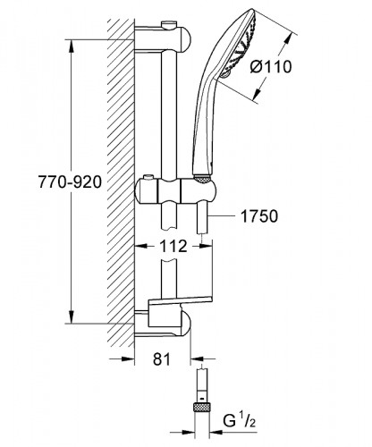 Душевой гарнитур Grohe Euphoria 27226001 Хром латунь на стену
