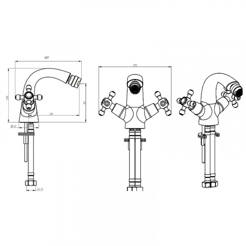 Смеситель для биде Boheme Royal Cristal 296-Royal/CRST black Золото латунь