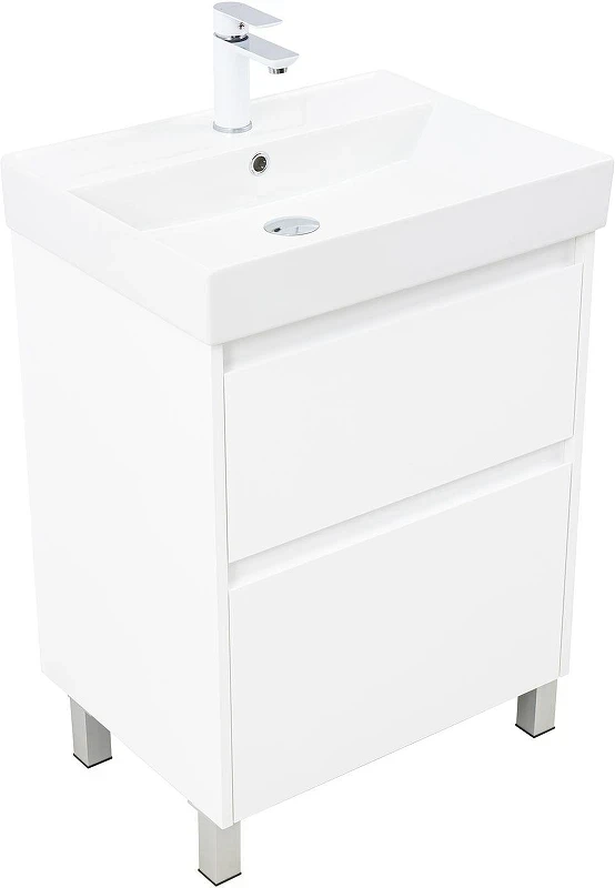 Тумба под раковину Aquanet Nova Lite 2.0 60 346336 цвет Белый глянец