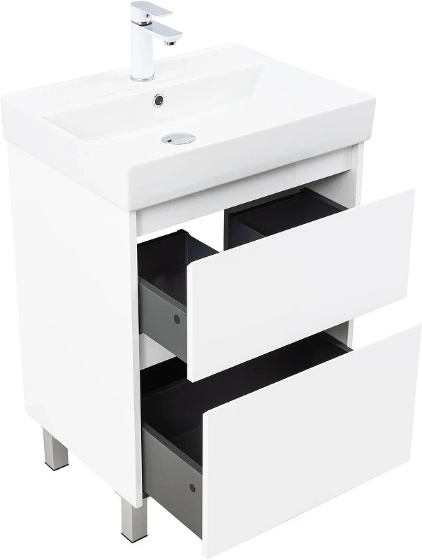 Тумба под раковину Aquanet Nova Lite 2.0 60 346336 цвет Белый глянец