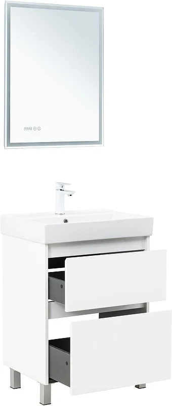 Тумба под раковину Aquanet Nova Lite 2.0 60 346336 цвет Белый глянец