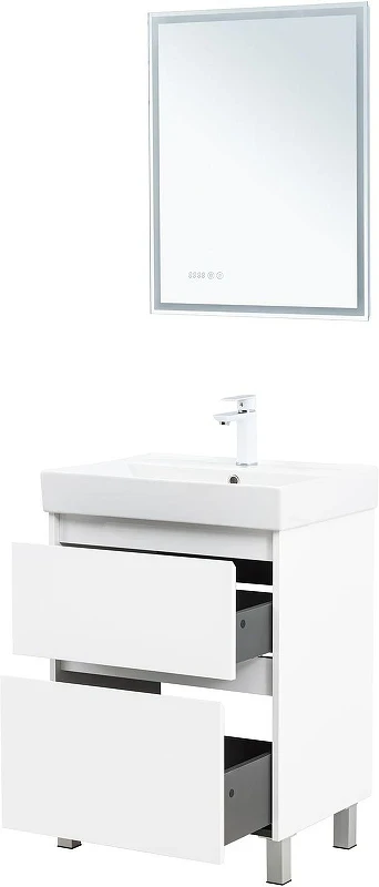 Тумба под раковину Aquanet Nova Lite 2.0 60 346336 цвет Белый глянец