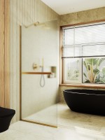Душевая перегородка Maybah Glass MGD-725-3у 690x1950 в узком профиле Золото стекло сатиновое