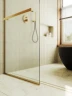 Душевая перегородка Maybah Glass MGD-725-3у 690x1950 в узком профиле Золото стекло сатиновое