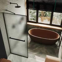Душевая перегородка Maybah Glass MGD-875-6 890x1950 полностью в профиле Черный стекло сатиновое
