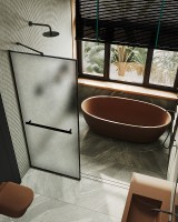 Душевая перегородка Maybah Glass MGD-875-6 890x1950 полностью в профиле Черный стекло сатиновое