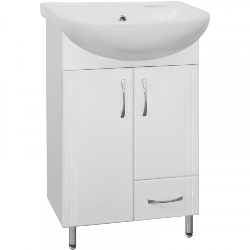 Тумба под раковину Style Line Эко Стандарт 10 Ладога 50 Белый глянец МДФ / ЛДСП