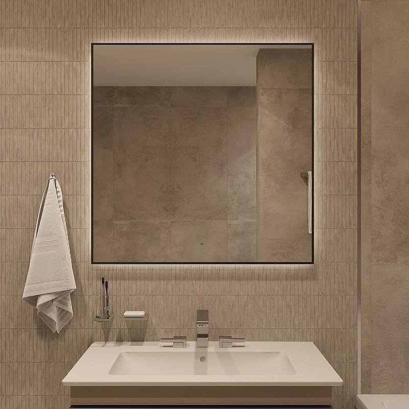 Зеркало DIWO Элиста 100 ЗЛП1739 с подсветкой цвет Черный с бесконтактным выключателем