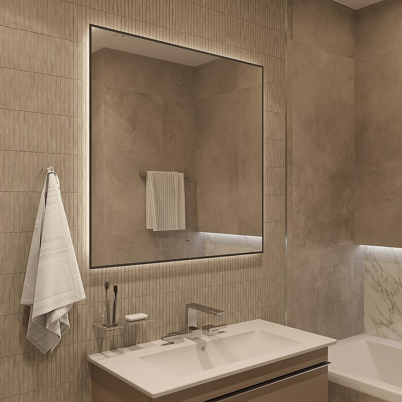 Зеркало DIWO Элиста 100 ЗЛП1739 с подсветкой цвет Черный с бесконтактным выключателем