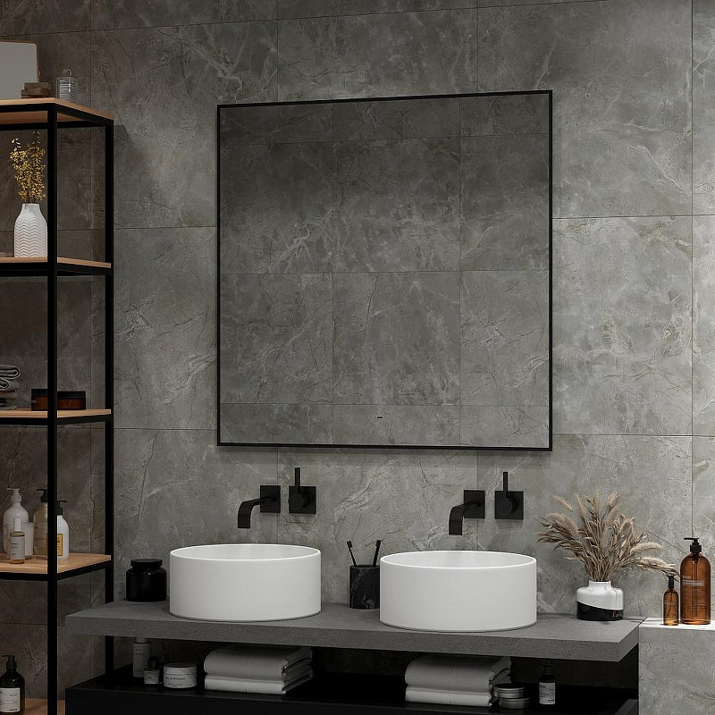 Зеркало DIWO Элиста 100 ЗЛП1739 с подсветкой цвет Черный с бесконтактным выключателем