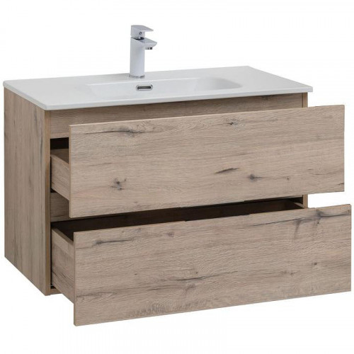 Тумба под раковину Aquanet Алвита New 80 277517 подвесная Дуб Веллингтон МДФ / ЛДСП