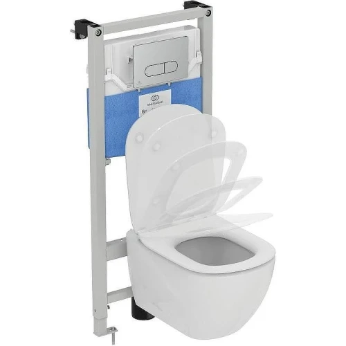 Унитаз с инсталляцией Ideal Standard Prosys Tesi R030501 с сиденьем Микролифт и клавишей смыва Хром