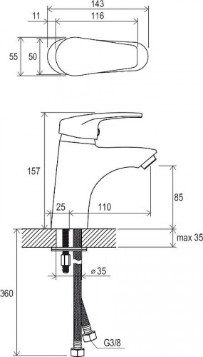 Смеситель для раковины Ravak Neo NO 012.00 X070023 Хром латунь