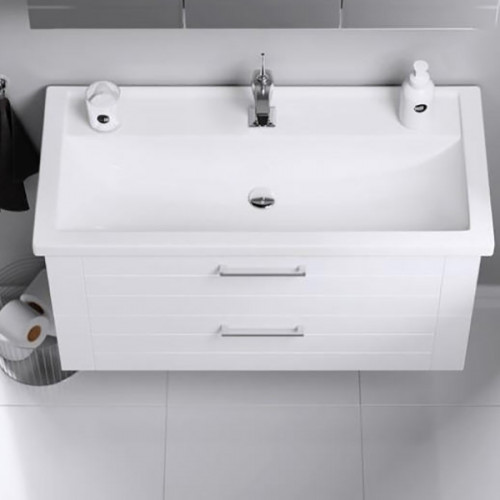 Тумба под раковину Aqwella Манчестер 80 MAN01082 подвесная Белый глянец МДФ / ЛДСП