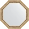 Зеркало Evoform Octagon 63х63 BY 3755 в багетной раме - Состаренное серебро с плетением 70 мм стекло