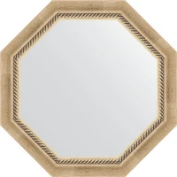Зеркало Evoform Octagon 63х63 BY 3755 в багетной раме - Состаренное серебро с плетением 70 мм стекло