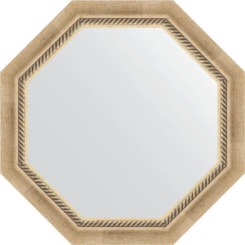 Зеркало Evoform Octagon 63х63 BY 3755 в багетной раме - Состаренное серебро с плетением 70 мм стекло