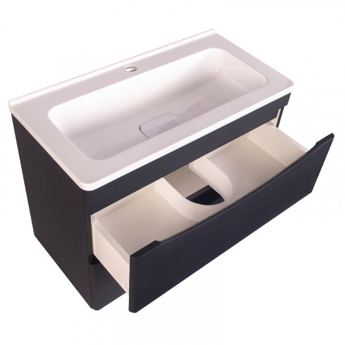 Тумба под раковину Style Line Бергамо 70 СС-00002321 подвесная Черная антискрейч МДФ / ЛДСП