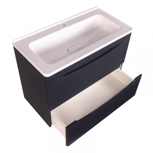 Тумба под раковину Style Line Бергамо 70 СС-00002321 подвесная Черная антискрейч МДФ / ЛДСП