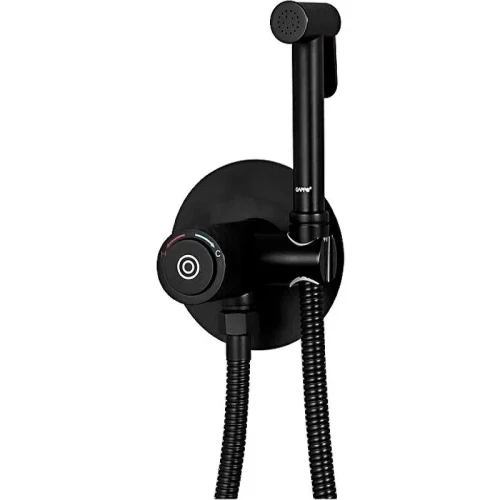 Гигиенический душ со смесителем Gappo G7288-6 с термостатом Черный матовый латунь встраиваемый