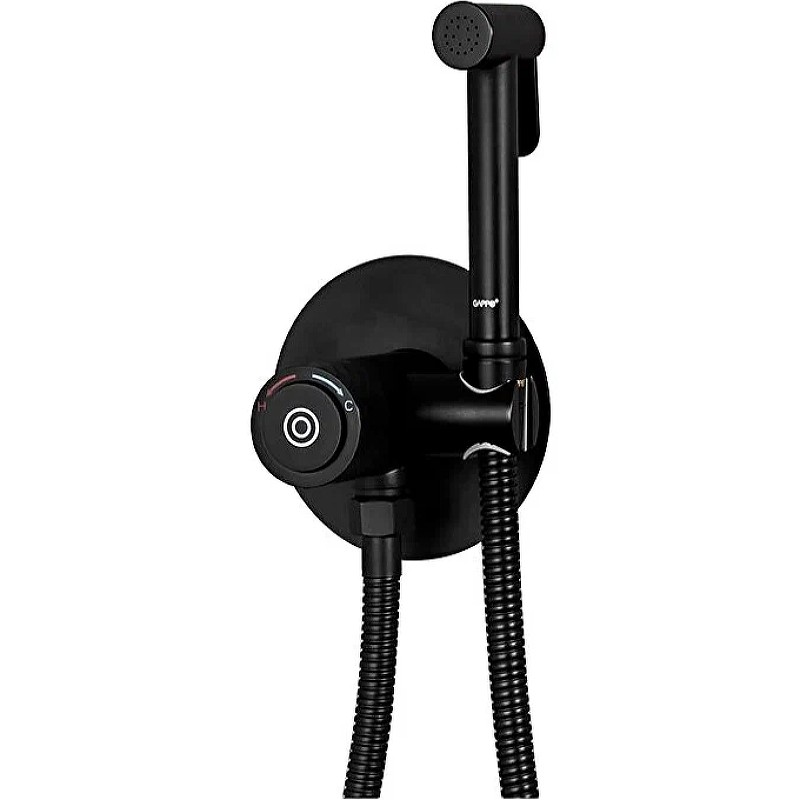 Гигиенический душ со смесителем Gappo G7288-6 с термостатом Черный матовый латунь встраиваемый