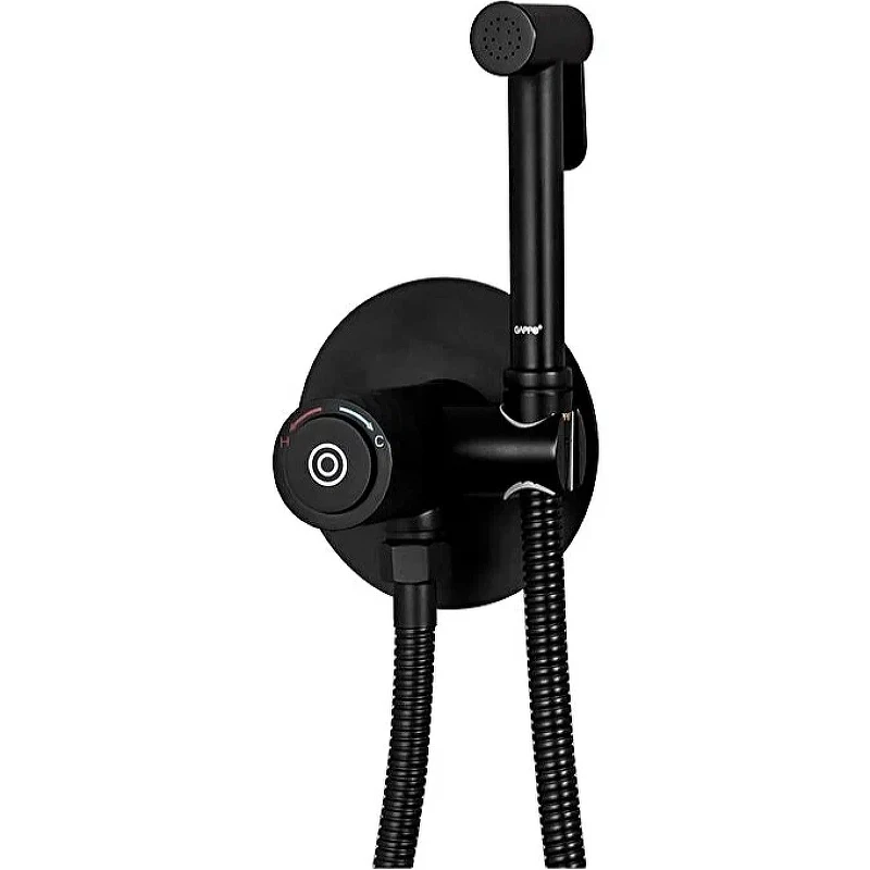 Гигиенический душ со смесителем Gappo G7288-6 с термостатом Черный матовый латунь встраиваемый