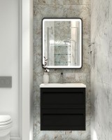 Тумба под раковину Art&amp;Max AM-Platino-580-2C-SO-NM подвесная Черная матовая МДФ / ЛДСП