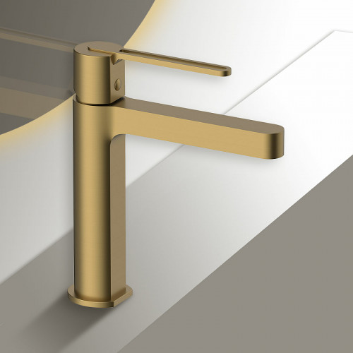 Смеситель для раковины Vincea Rondo VBF-1R1BG Брашированное золото латунь