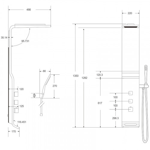 Душевая панель Ceruttispa Sella W CT8988 Белая глянцевая