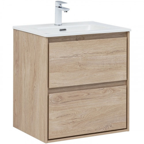 Тумба под раковину Aquanet Милан 60 336382 подвесная Дуб светлый МДФ / ЛДСП