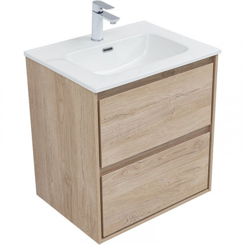 Тумба под раковину Aquanet Милан 60 336382 подвесная Дуб светлый МДФ / ЛДСП
