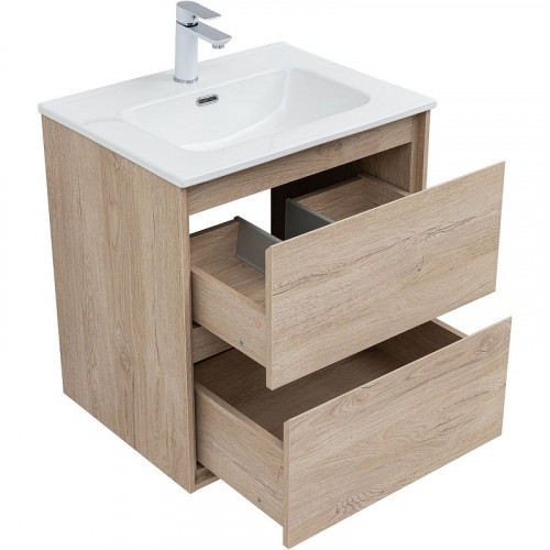 Тумба под раковину Aquanet Милан 60 336382 подвесная Дуб светлый МДФ / ЛДСП