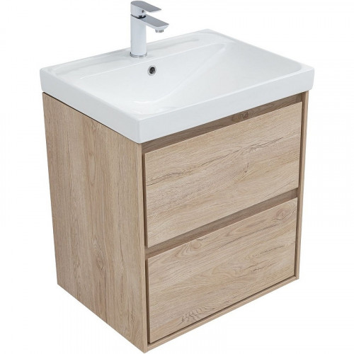 Тумба под раковину Aquanet Милан 60 336382 подвесная Дуб светлый МДФ / ЛДСП