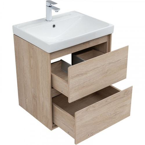 Тумба под раковину Aquanet Милан 60 336382 подвесная Дуб светлый МДФ / ЛДСП