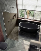 Душевая перегородка Maybah Glass MGD-697-1у 790х1950 в узком профиле Белый стекло бронзовое матовое