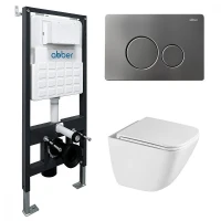 Комплект унитаза с инсталляцией Abber Rechteck AC1220TC-AC0105-AC0121NG цвет Белый с сиденьем Микролифт
