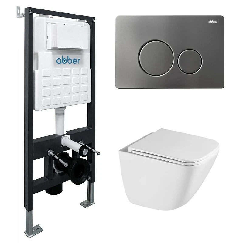 Комплект унитаза с инсталляцией Abber Rechteck AC1220TC-AC0105-AC0121NG цвет Белый с сиденьем Микролифт