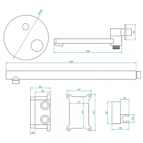 Душевая система RGW Shower Panels SP-55B 51140855-04 Черная матовая латунь встраиваемый