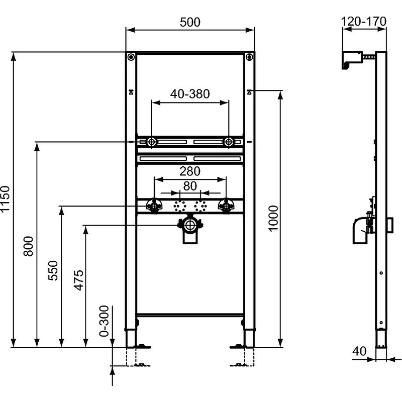 Инсталляция Ideal Standard Prosys R010267 для раковины Серая