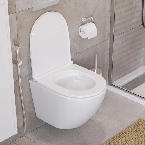 Комплект унитаза DIWO BelBagno Uno BB3105CHR/SC с сиденьем с инсталляцией DIWO 4501 с клавишей смыва цвет Матовый хром