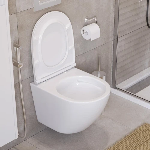 Комплект унитаза DIWO BelBagno Uno BB3105CHR/SC с сиденьем с инсталляцией DIWO 4501 с клавишей смыва цвет Матовый хром