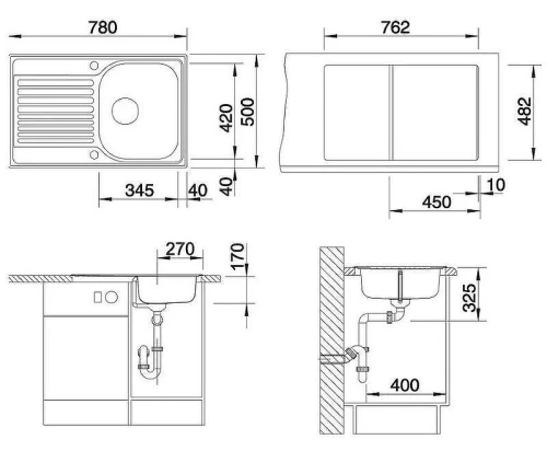 Кухонная мойка Blanco Tipo 45 S Compact 513441 Нержавеющая сталь матовая