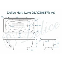 Чугунная ванна Delice Haiti Luxe 160x80 DLR230637R-AS с отверстиями под ручки с антискользящим покрытием
