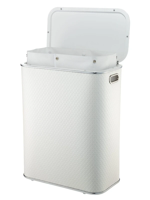 Корзина для белья Geralis NCWH-B Ромб цвет Белый, кант Хром, стандартная
