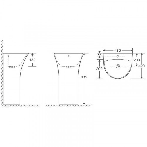 Раковина WeltWasser Leerbach 4842 GL-WT 48 10000013332 Белый глянец фаянс напольный