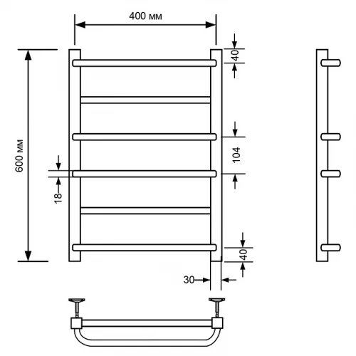 Водяной полотенцесушитель Comfysan Puro-K W-6 60x40 013080 Черный матовый